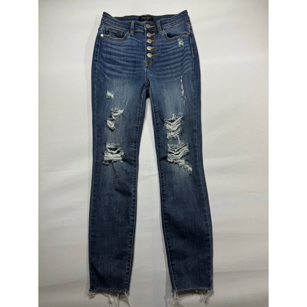Judy Blue Women's Distressed Skinny Fit‎ Blue Stretch  Jeans -3/26 (26x26.5)*